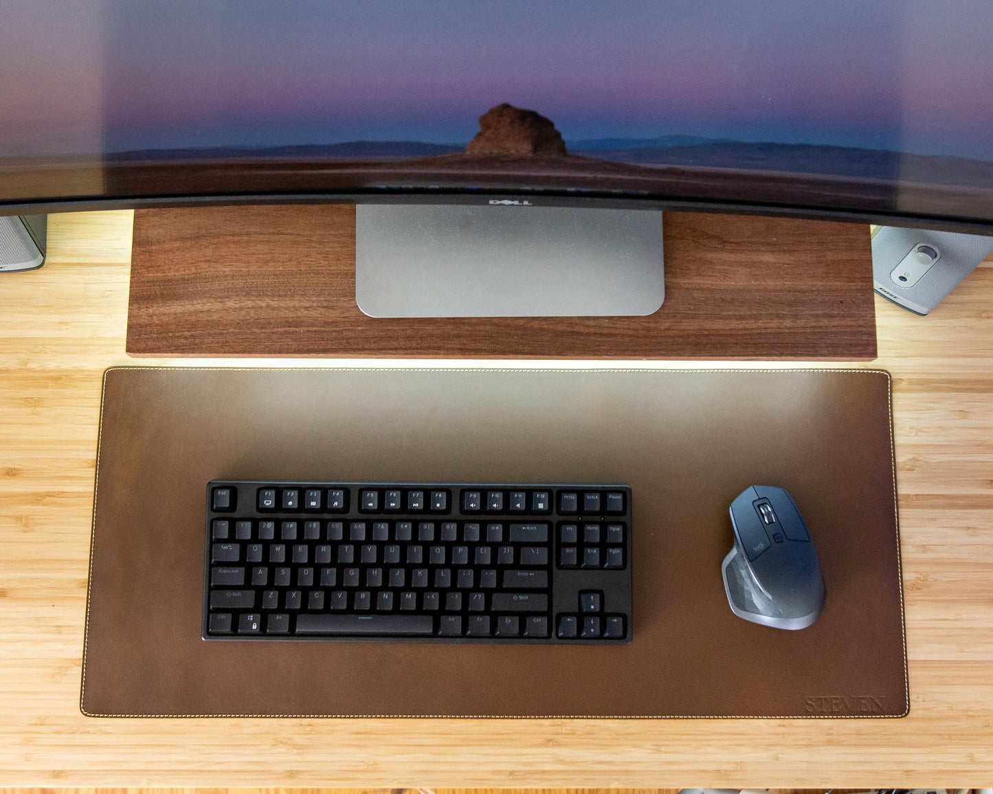 Long Leather Desk Mat for Keyboard & Mouse 27.5 x 11.75 - New Job Office Gift, Gift for Gamers Students Graphic Designer Tech Enthusiasts