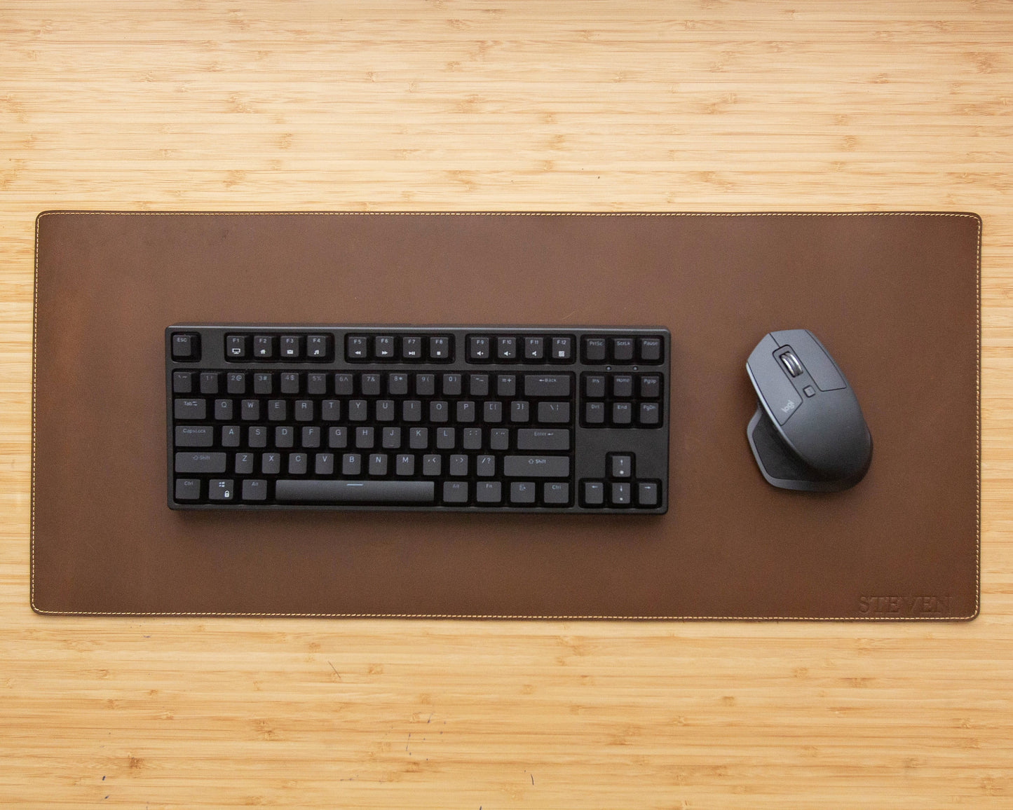 Long Leather Desk Mat for Keyboard & Mouse 27.5 x 11.75 - New Job Office Gift, Gift for Gamers Students Graphic Designer Tech Enthusiasts