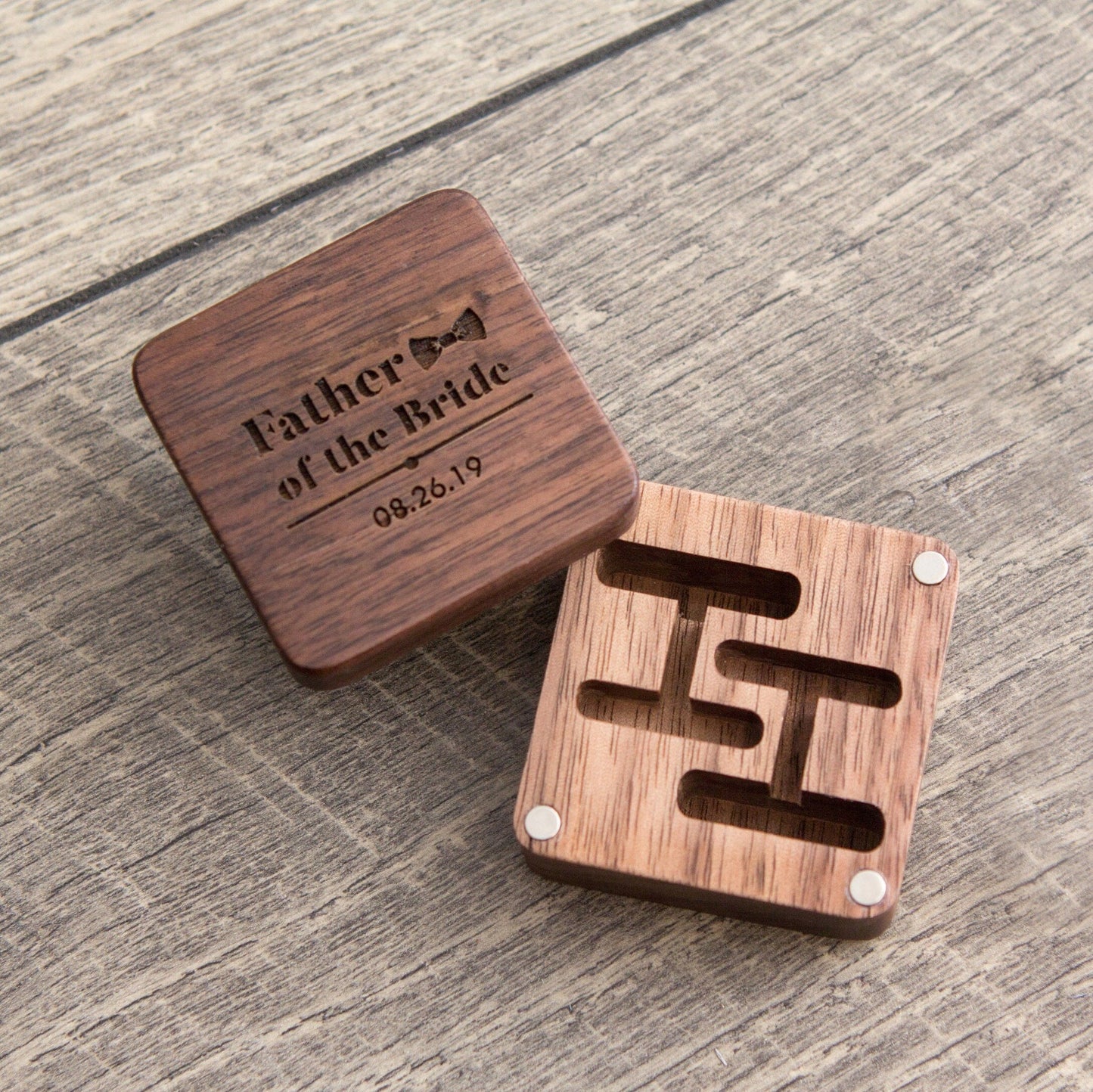 Square Cufflinks Box Only ( Cufflinks NOT included ) - Anniversary Honeymoon Wedding Day Box Gift Idea for Him Fiancé Husband Groom Son Dad