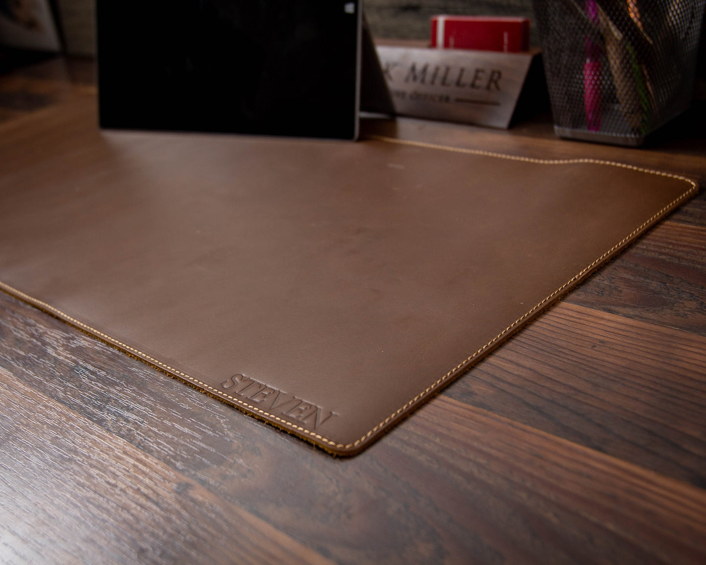 Long Leather Desk Mat for Keyboard & Mouse 27.5 x 11.75 - New Job Office Gift, Gift for Gamers Students Graphic Designer Tech Enthusiasts