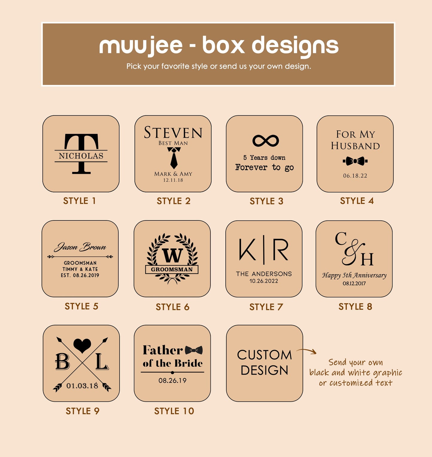 Square Cufflinks Box Only ( Cufflinks NOT included ) - Anniversary Honeymoon Wedding Day Box Gift Idea for Him Fiancé Husband Groom Son Dad