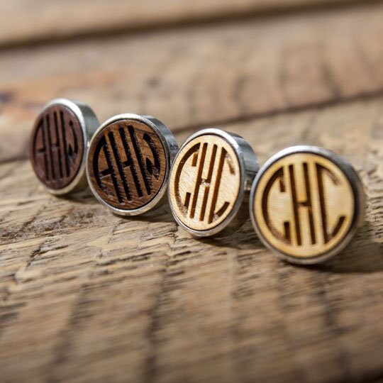 Monogram Wood Cuff links - Wooden Wedding Cuff links Groom Dad Groomsmen, 5th Anniversary Wood Gift for Husband, Boyfriend, Lover, Fiancé