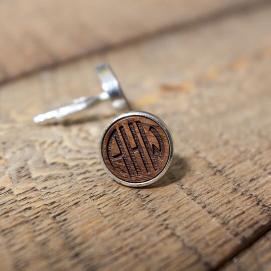 Monogram Wood Cuff links - Wooden Wedding Cuff links Groom Dad Groomsmen, 5th Anniversary Wood Gift for Husband, Boyfriend, Lover, Fiancé