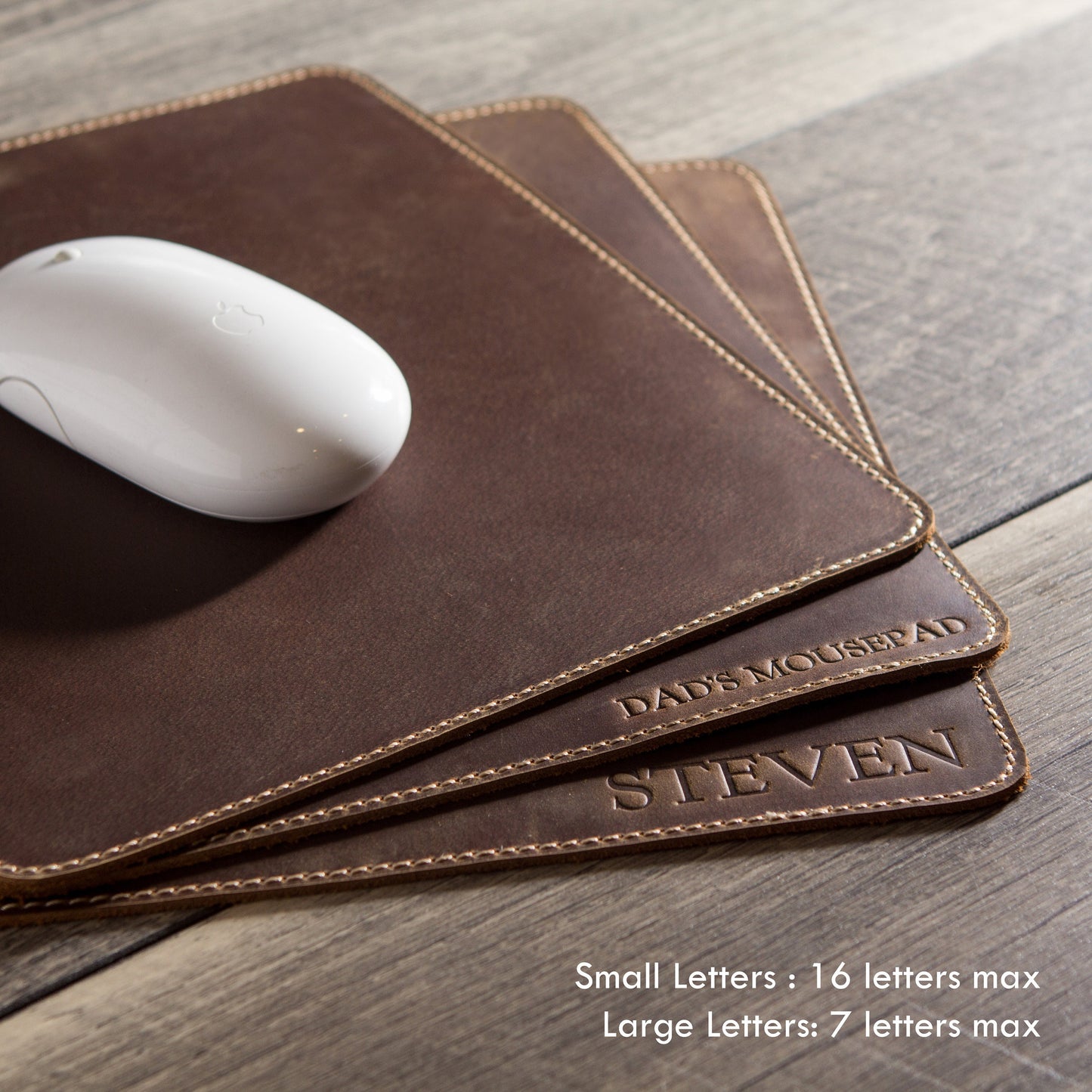 Embossed Genuine Leather Mouse Pad - 10" x 8.5" Gift for Boss Coworker Friend Work from Home Office Birthday Teacher Doctor Optometrist Gift