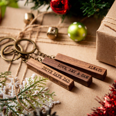 Wood Bar Key Chain - Custom Keychain, Gift for Dad Mom Grandpa Husband Wife Grand Kids Students Best Friend BFF, Teacher Appreciation