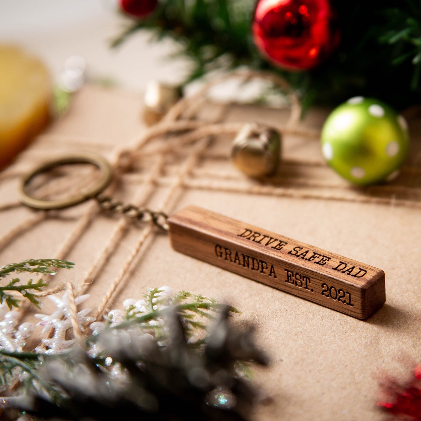 Wood Bar Key Chain - Custom Keychain, Gift for Dad Mom Grandpa Husband Wife Grand Kids Students Best Friend BFF, Teacher Appreciation