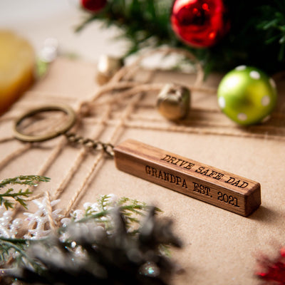 Wood Bar Key Chain - Custom Keychain, Gift for Dad Mom Grandpa Husband Wife Grand Kids Students Best Friend BFF, Teacher Appreciation