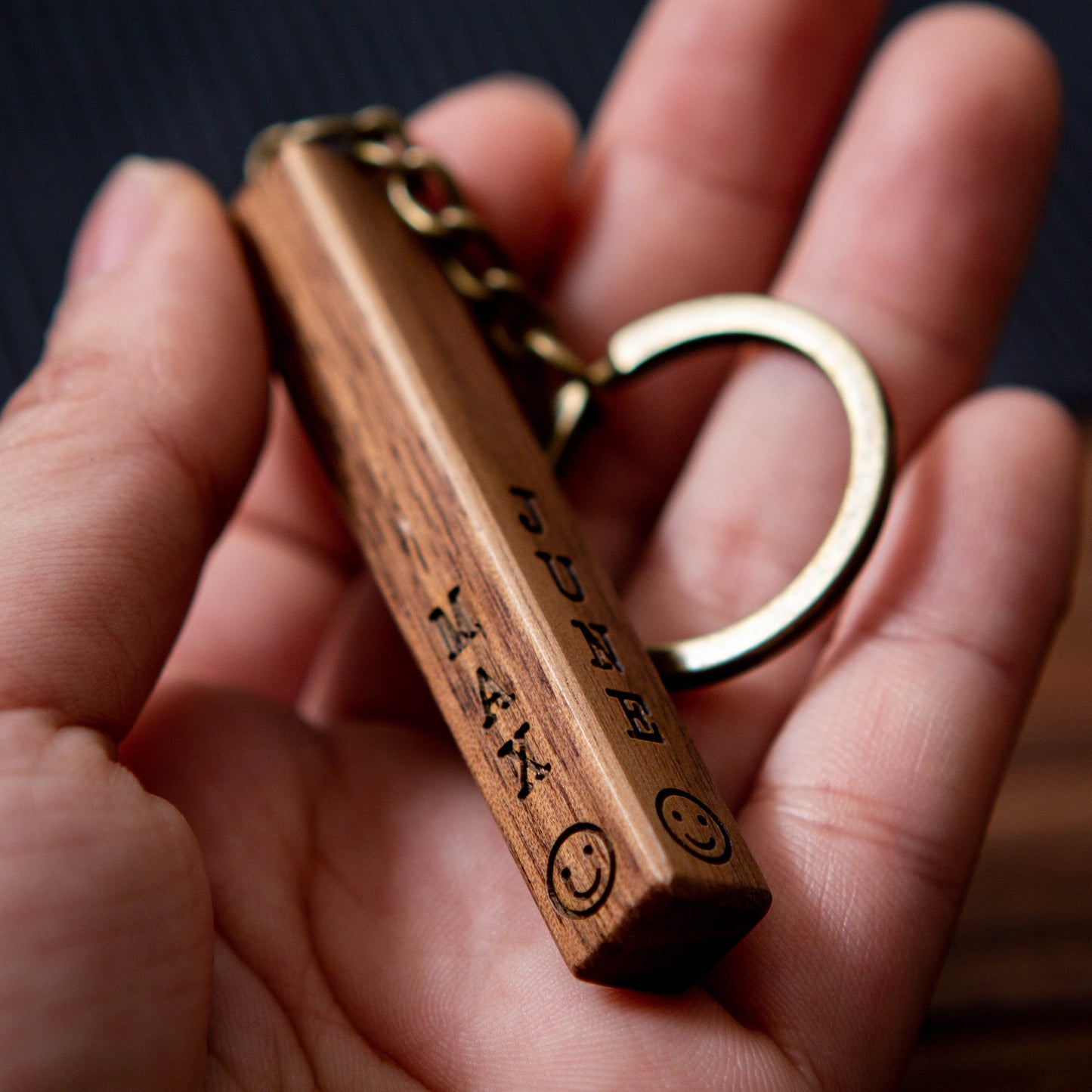 Wood Bar Key Chain - Custom Keychain, Gift for Dad Mom Grandpa Husband Wife Grand Kids Students Best Friend BFF, Teacher Appreciation