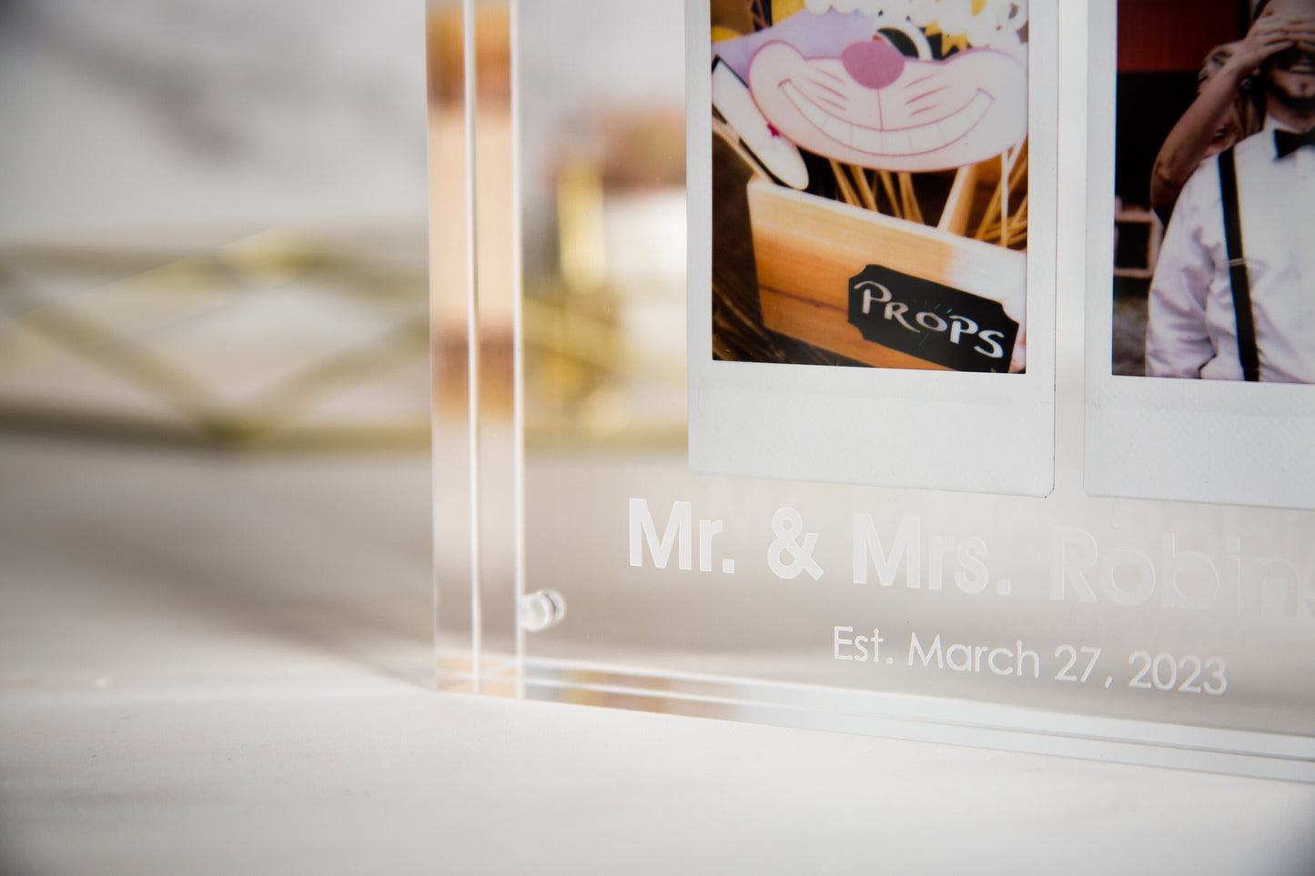 Engraved Acrylic Photo Block - Floating Picture Frame, Unique Birthday Gifts, Personalized Anniversary Wedding Gifts for New Parents Couples