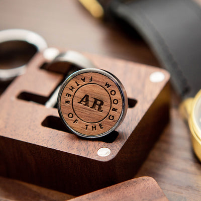 Wood Cufflinks - Father of the Bride or Father of the Groom Wedding Day Cufflinks, Personalized Gift for Groomsmen Best Man Father in Law