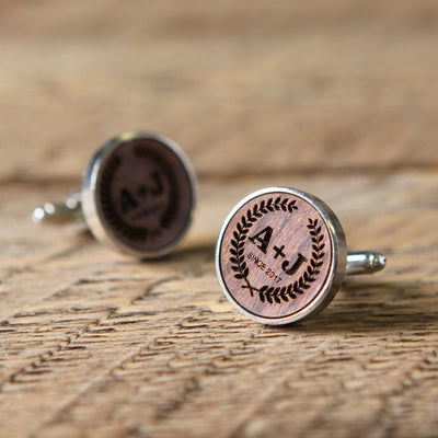 Wood Cufflinks - Father of the Bride or Father of the Groom Wedding Day Cufflinks, Personalized Gift for Groomsmen Best Man Father in Law