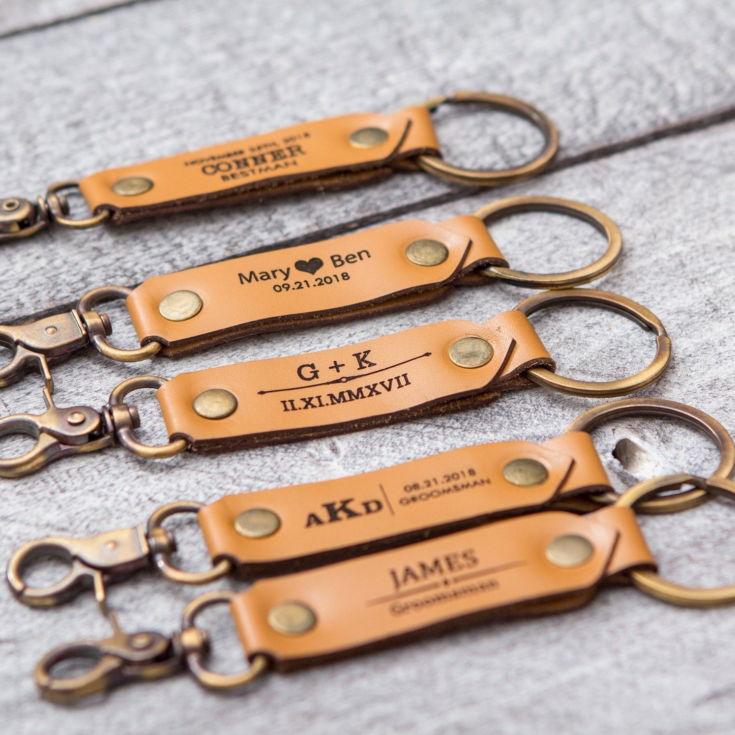 Leather Key Chain FOB - Engraved Travel Accessory Keychain Groomsman Best Man Bridesmaid Gift, College Teacher Appreciation, Back to School