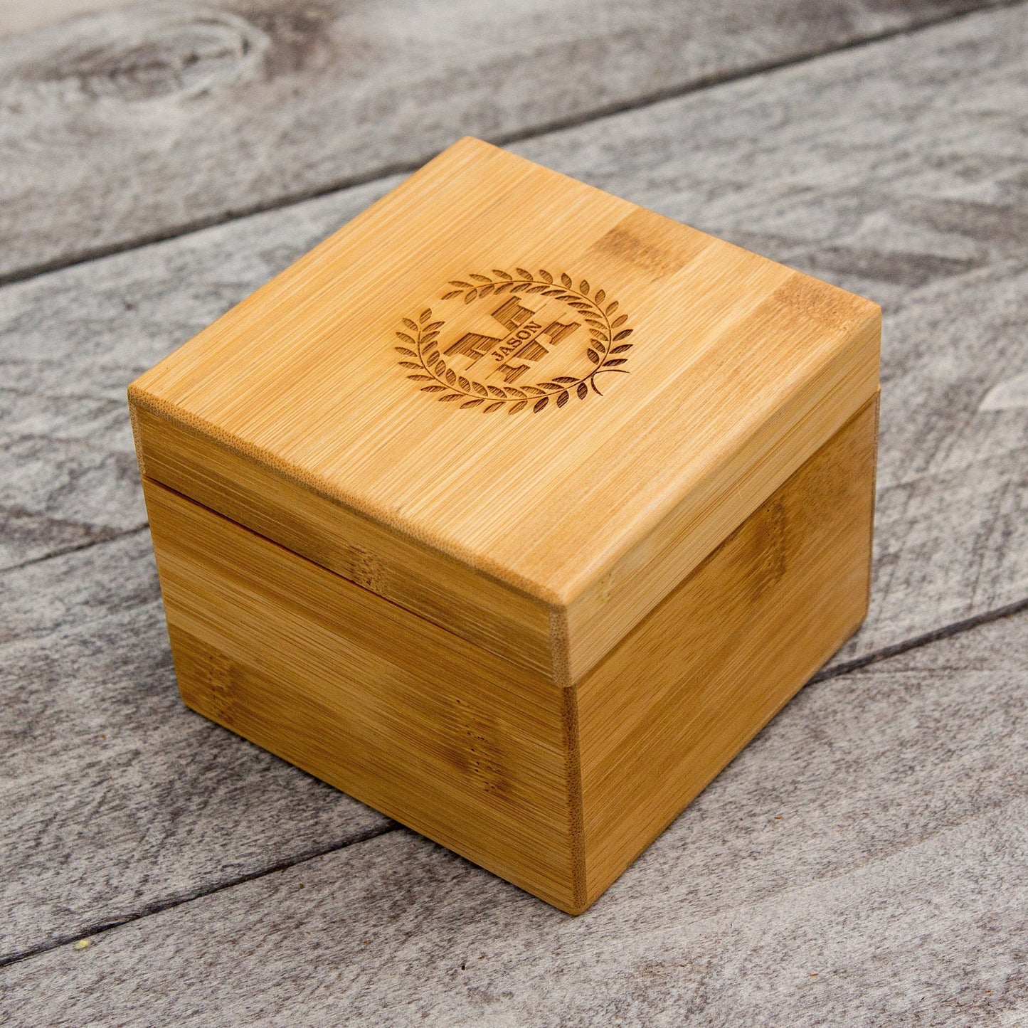 Square Bamboo Gift Box & Pillow Only (Watch NOT Included) - Box for Apple Watch, Wedding Anniversary Gift for Husband, Women's Watch Box