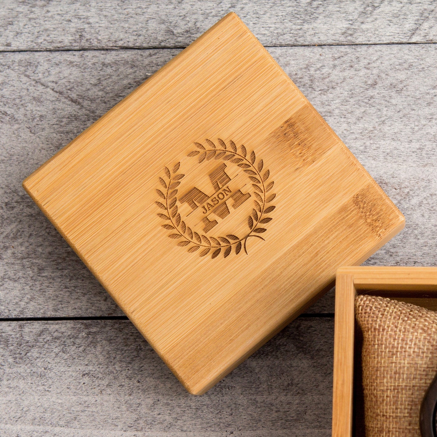 Square Bamboo Gift Box & Pillow Only (Watch NOT Included) - Box for Apple Watch, Wedding Anniversary Gift for Husband, Women's Watch Box