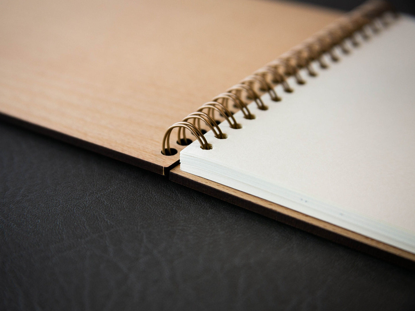 Engraved Spiral Wood Notebook (Design L) - Wooden Drawing Notepad, Artist Sketch Pad Spiral for Student, College Gift for Creatives