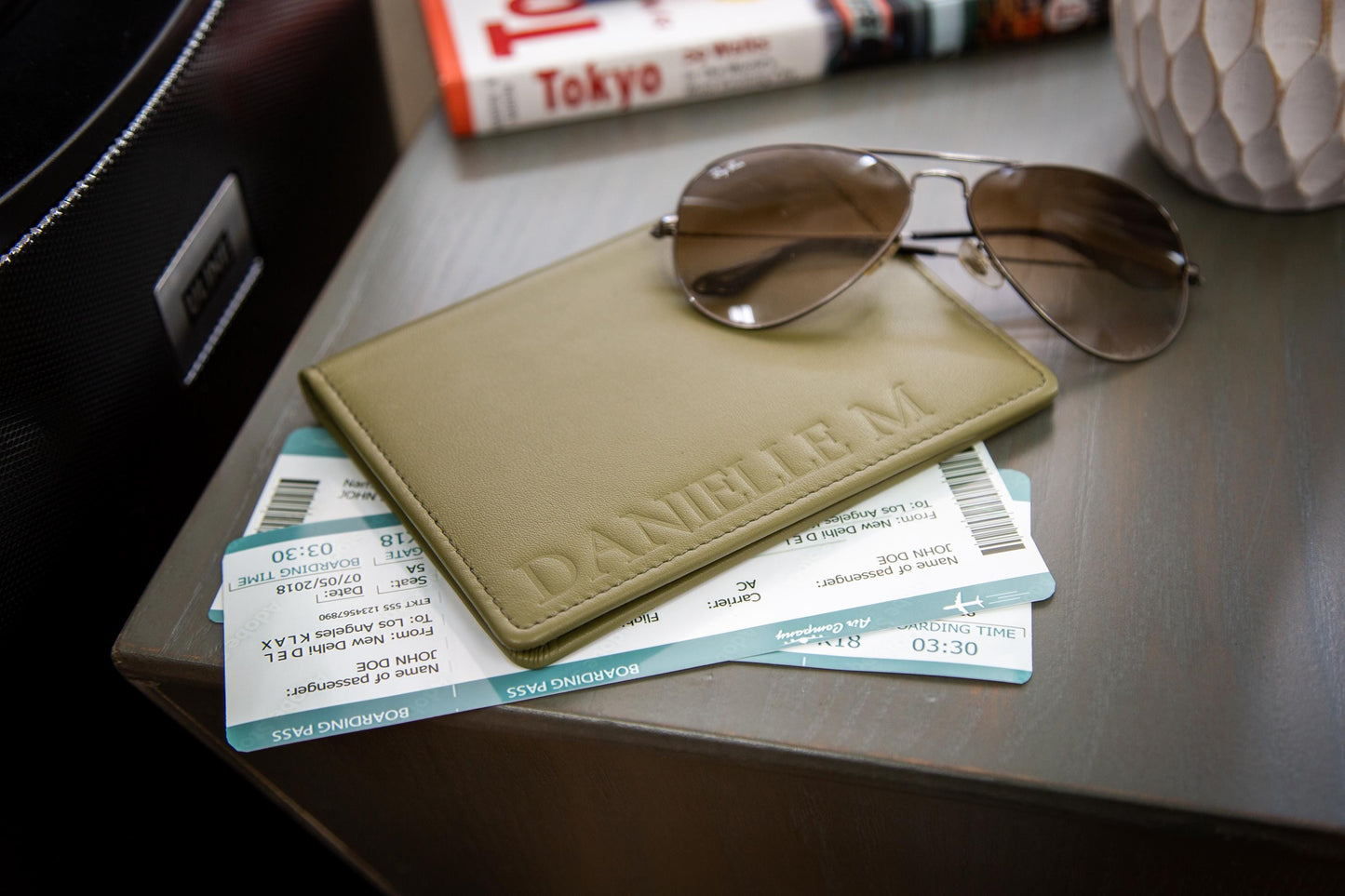 Embossed Leather Passport Holder - Custom Name Travel Wallet, Company Corporate Business Retiree Gifts, Personalized Wedding Travel Gift