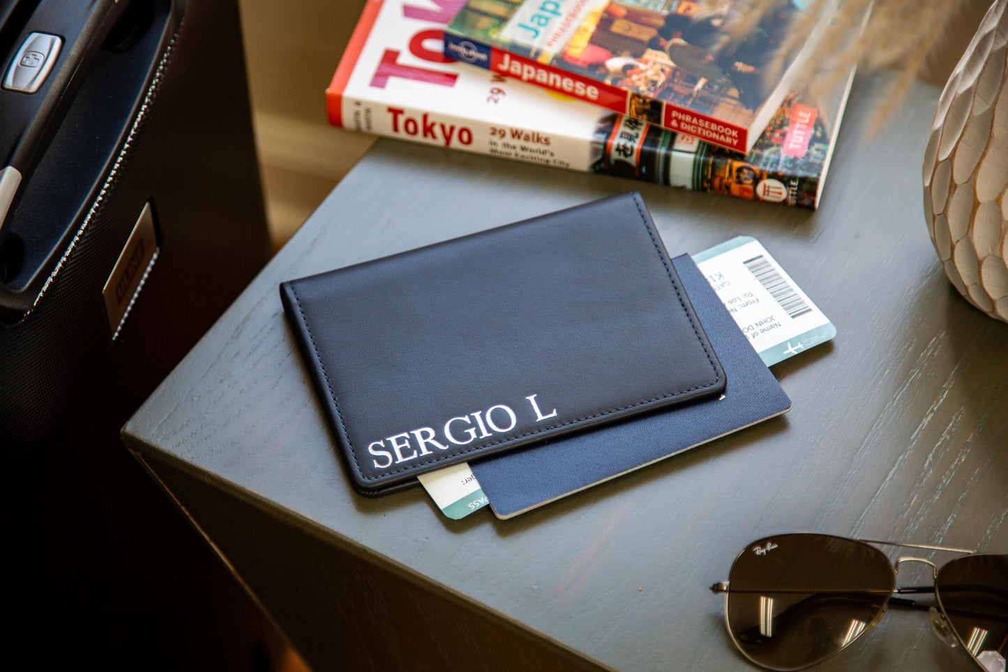 Embossed Leather Passport Holder - Custom Name Travel Wallet, Company Corporate Business Retiree Gifts, Personalized Wedding Travel Gift