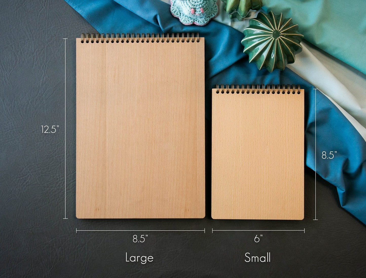 Engraved Spiral Wood Notebook (Design A) - Wooden Recipe Note Book Gift for Mom or Grandma, Chef Cook Recipes, Culinary School Student Gifts