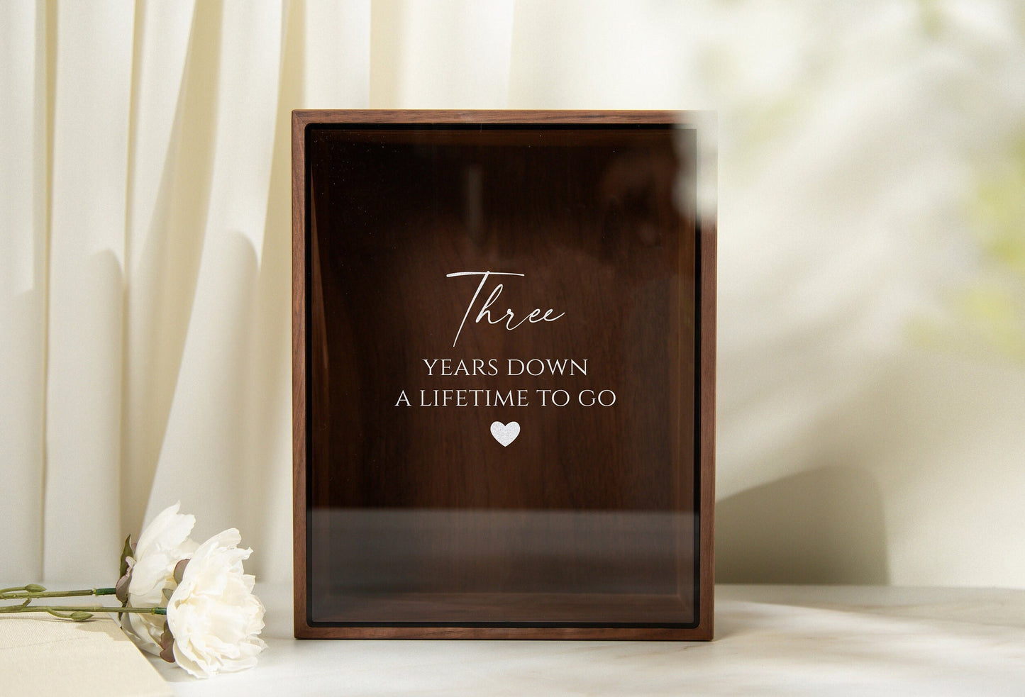 8x10 Shadow Box with Glass Lid (Design 3) - Unique Customized Wedding Anniversary Wood Gift for Husband Wife Wedding Proposal Box Keepsake