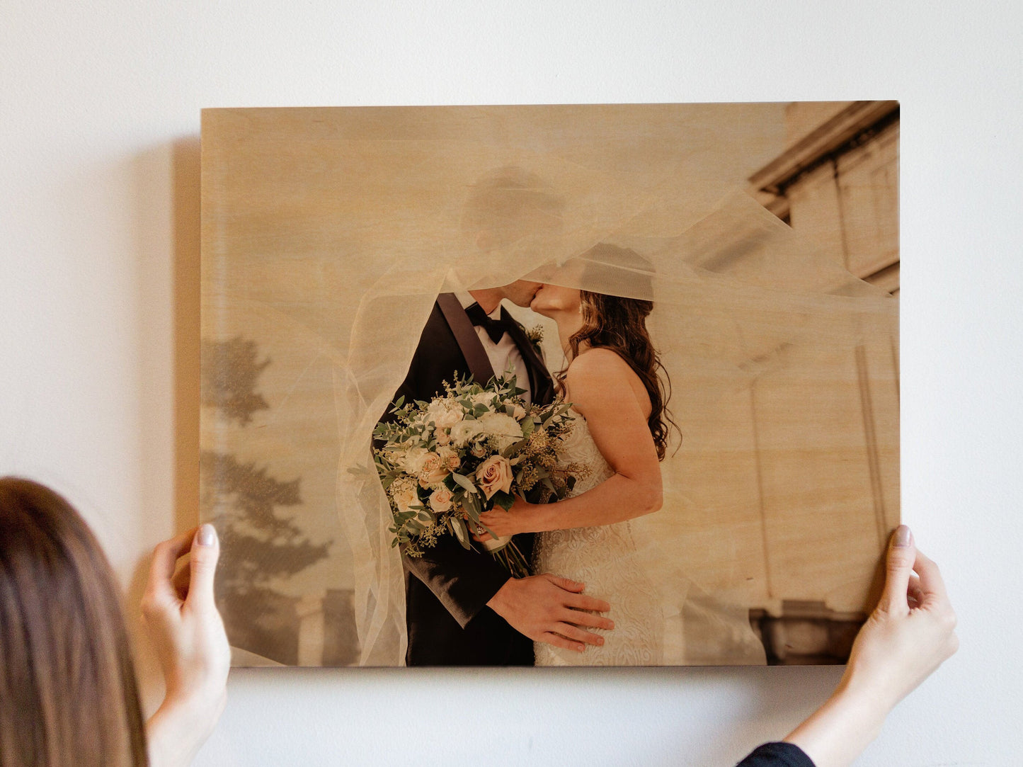 Your Photo on Wood Print - Wedding Picture on Wood, Wall Art Anniversary Gift, Wooden 5th Anniversary, Custom Gift for Couples, Mom Dad Gift