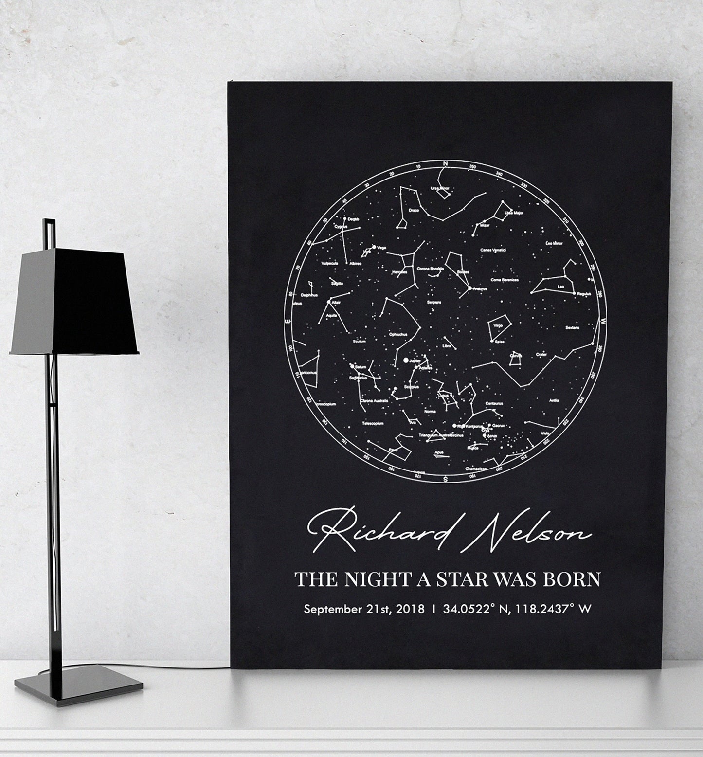 Black Canvas Star Map - Wall Art of Any Date, Girlfriend Boyfriend Birthday, Wedding Anniversary for Husband Wife, Baby First Birthday Gift