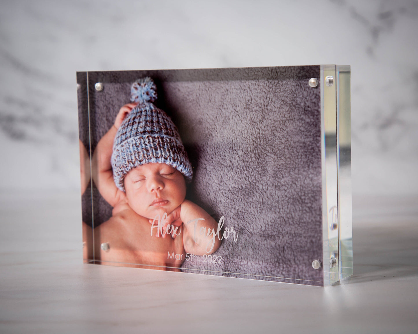 Engraved Acrylic Photo Block - Magnetic Picture Frame, Instax Polaroid Floating Photo Display Home Bedroom Office Modern Decor for Pet Lover