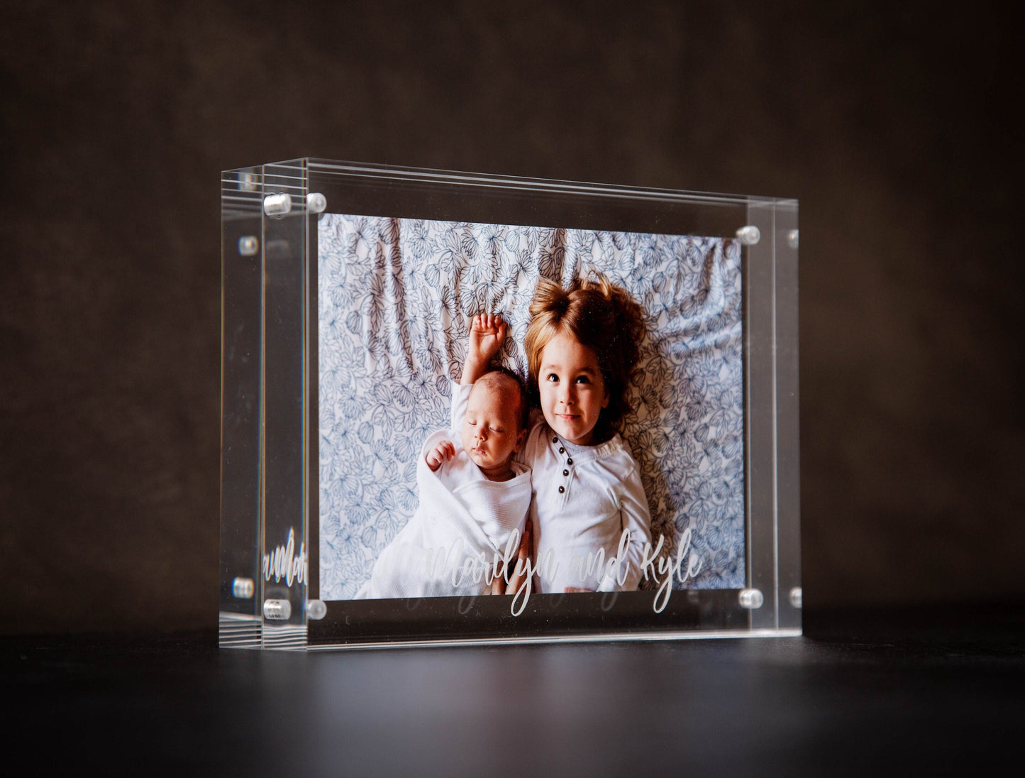 Engraved Photo Frame Acrylic Block - Personalized Magnetic Picture Display for Home or Office Gift for Mom Grandmother Grandma from Daughter