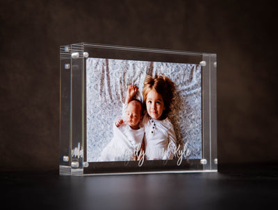 Engraved Photo Frame Acrylic Block - Personalized Magnetic Picture Display for Home or Office Gift for Mom Grandmother Grandma from Daughter