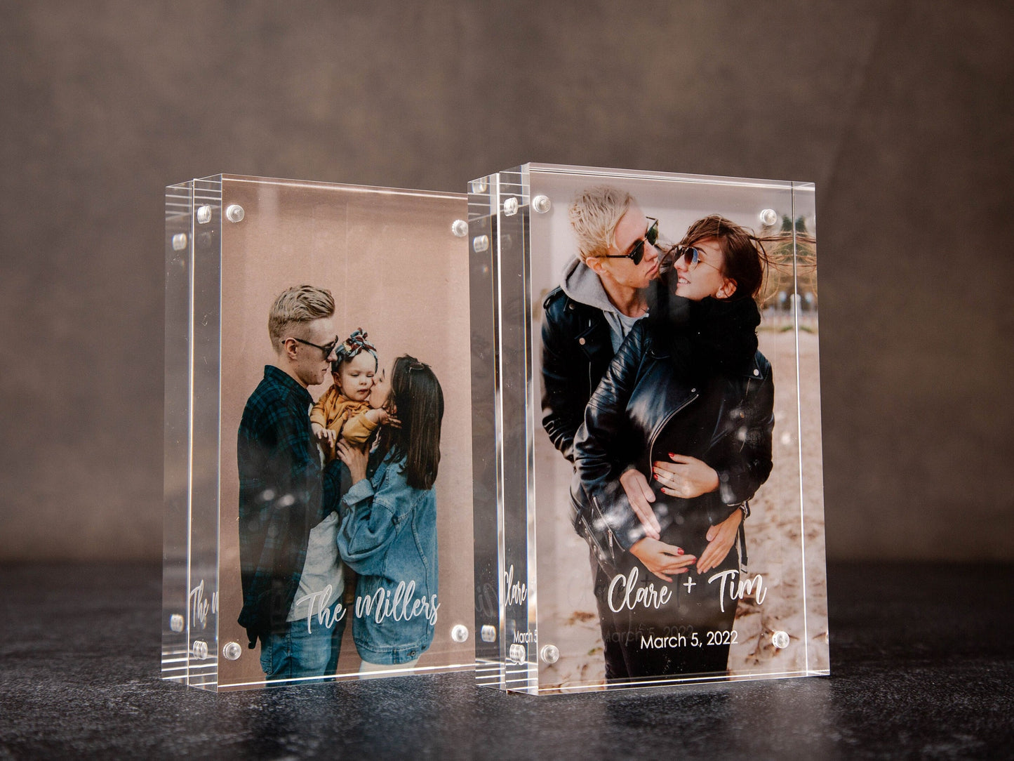 Engraved Acrylic Photo Block - Magnetic Picture Frame, Instax Polaroid Floating Photo Display Home Bedroom Office Modern Decor for Pet Lover