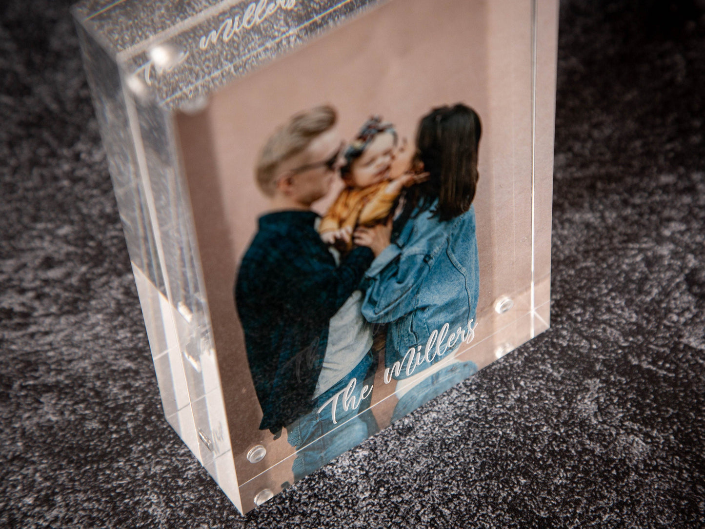 Engraved Acrylic Photo Block - Magnetic Picture Frame, Instax Polaroid Floating Photo Display Home Bedroom Office Modern Decor for Pet Lover