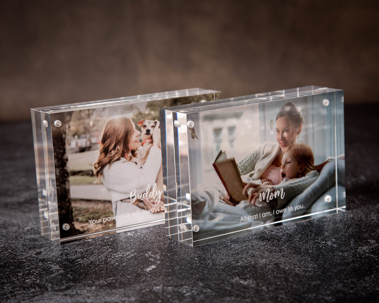 Engraved Acrylic Photo Block - Magnetic Picture Frame, Instax Polaroid Floating Photo Display Home Bedroom Office Modern Decor for Pet Lover