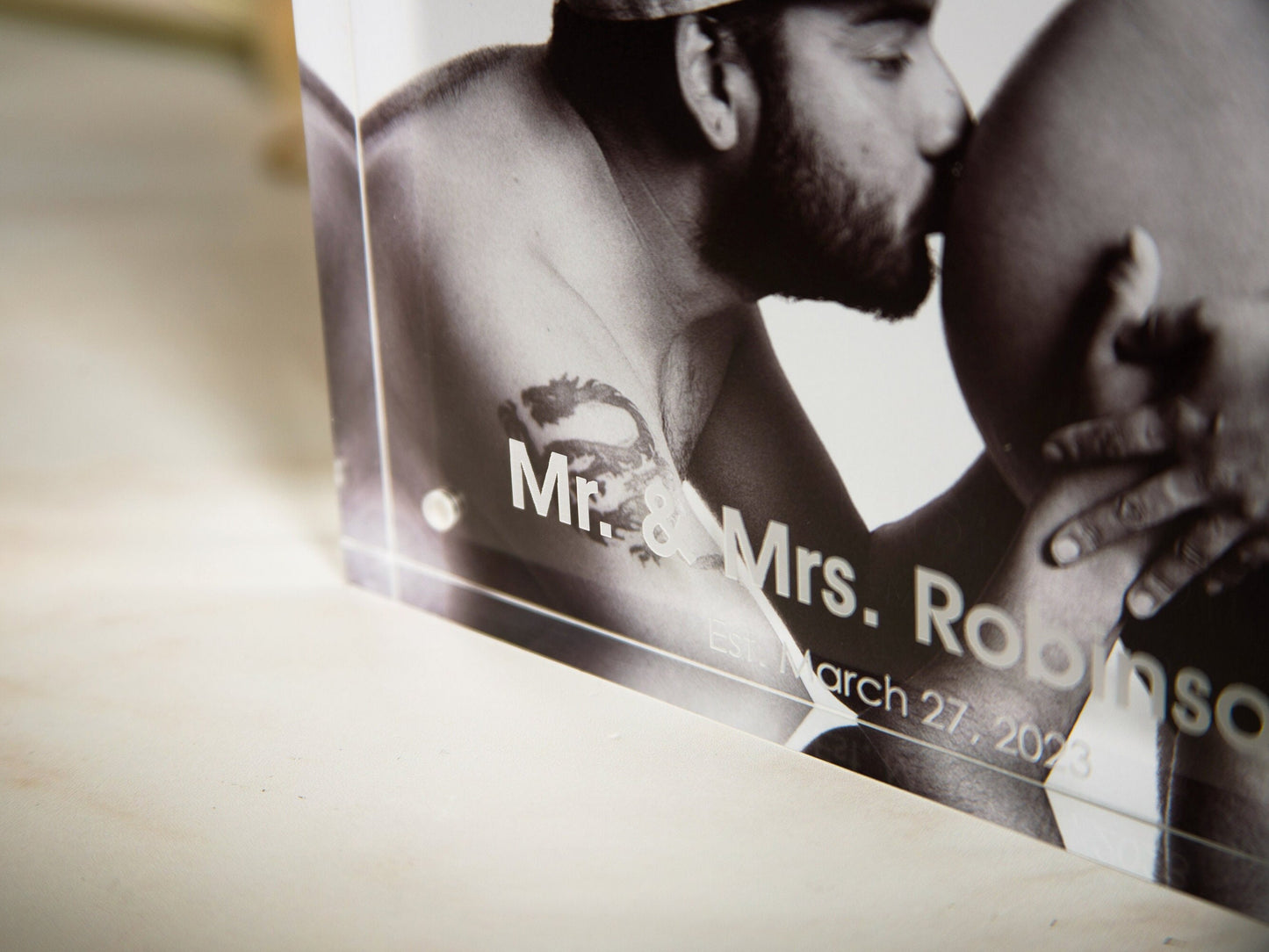 Engraved Photo Frame Acrylic Block - Personalized Magnetic Picture Display for Home or Office Gift for Mom Grandmother Grandma from Daughter