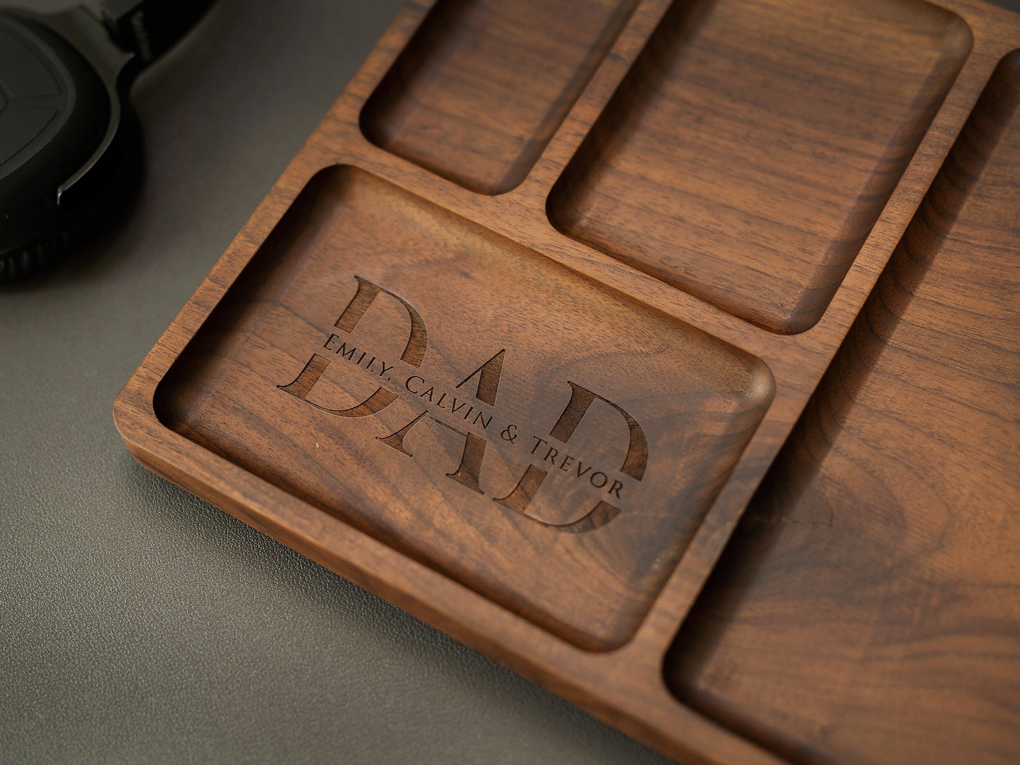 Rectangle Organizer Catchall D5 - 8.5x11.5" Large Wood Custom Engraved Dump Tray Organizer, Home Work School Office Table Charging Station