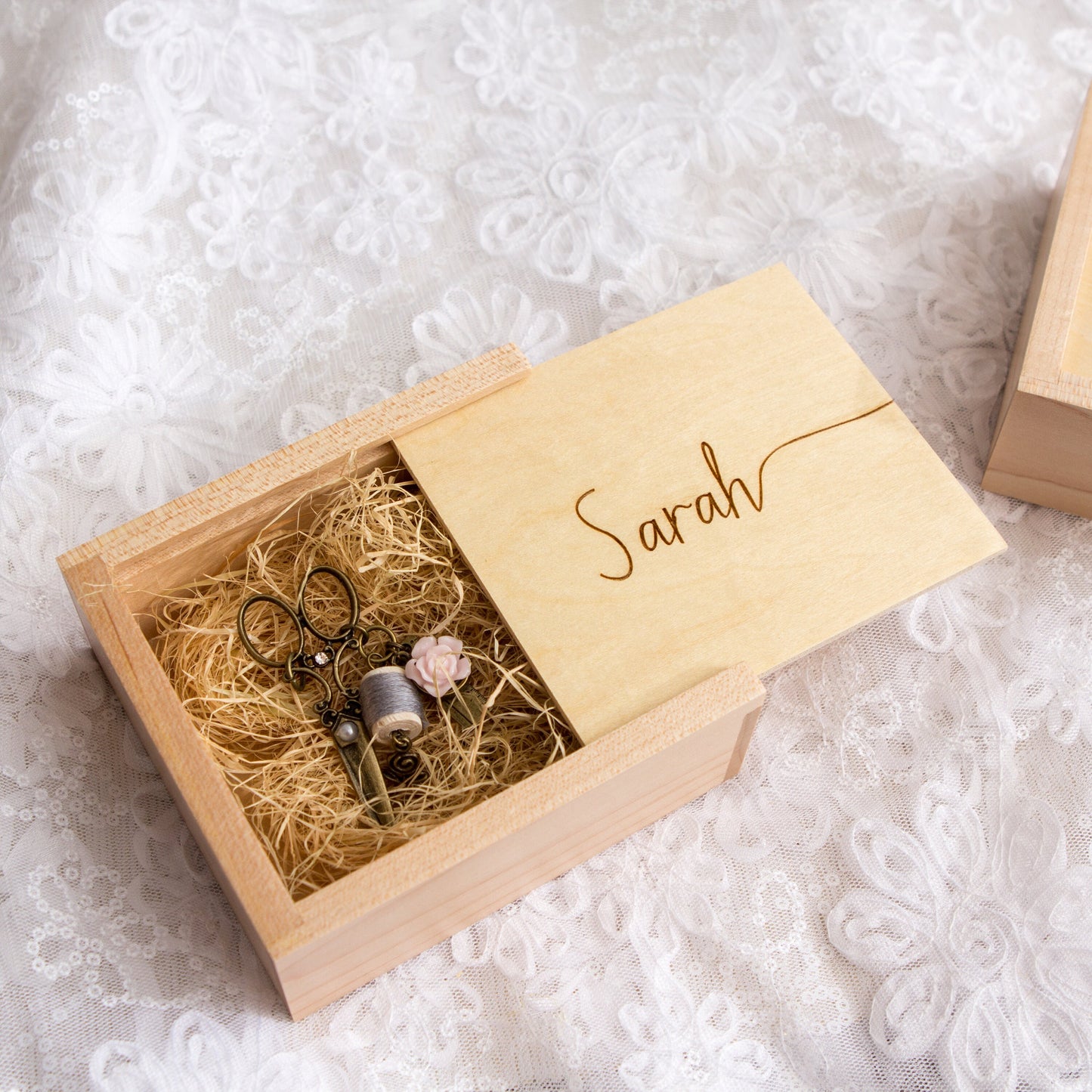 Square Maple Gift Trinket Box - Personalized Small Jewelry Gift Box, Necklace Bracelet Wood Storage, Custom Message for Teacher Appreciation