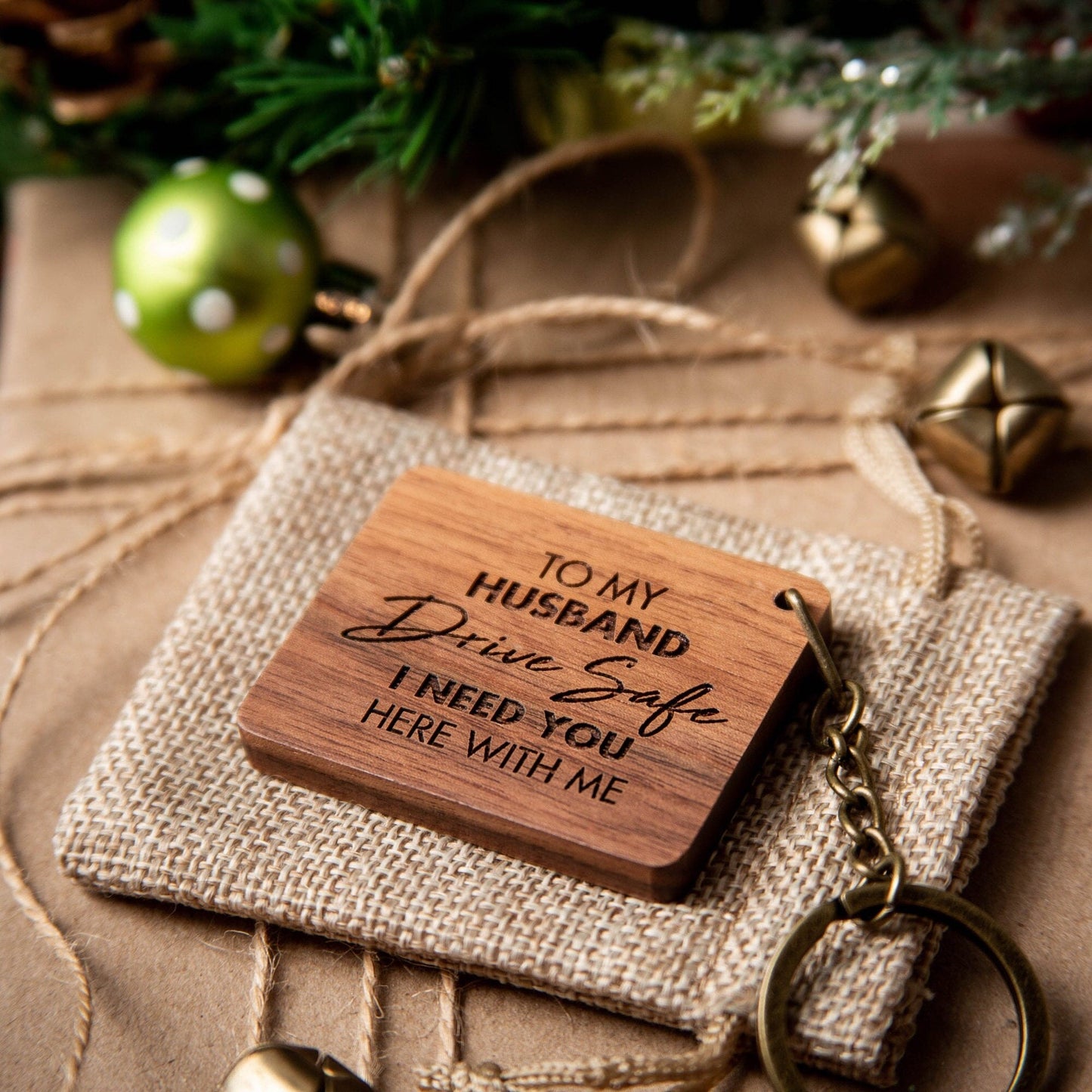 Rectangle Wood Key Chain - Engraved Keychain for New Driver Home Car Airbnb Cabin Vacation Rental Keys, Small Business Employee Key Tag