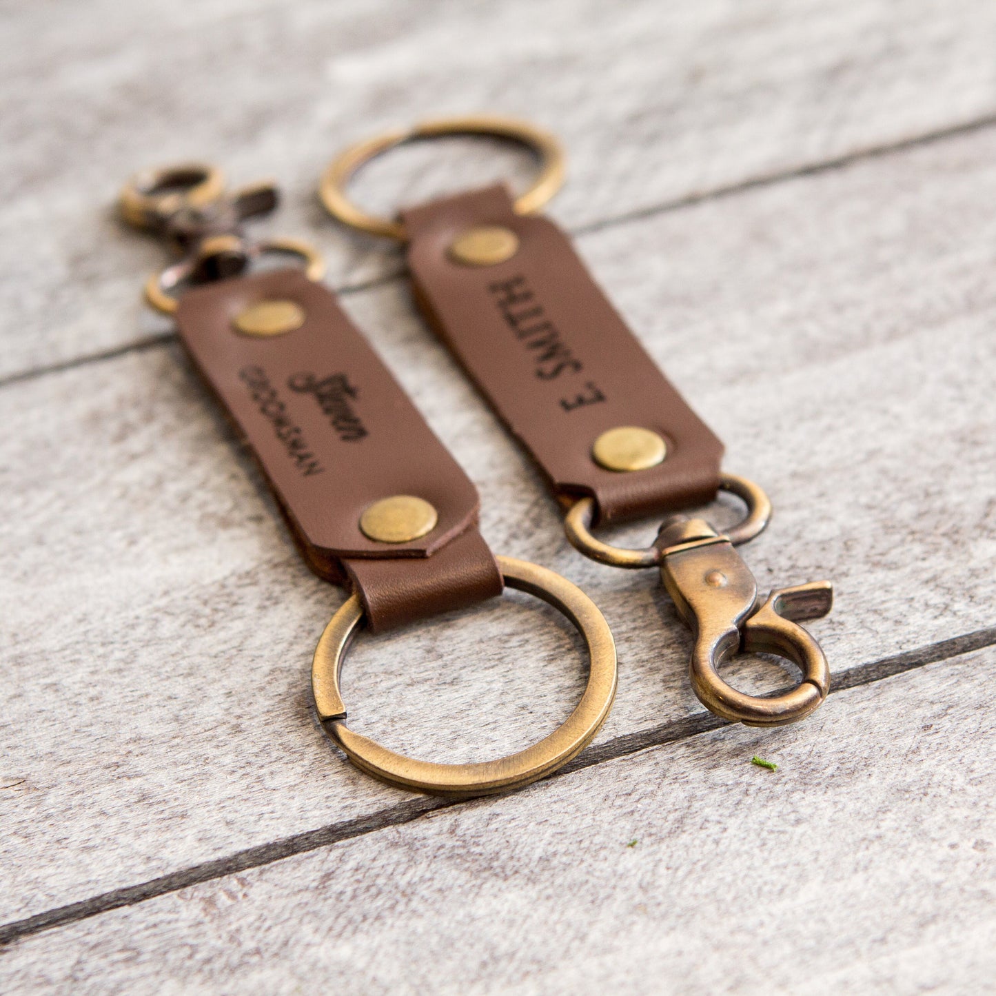 Leather Key Chain FOB - Engraved 3rd Wedding Anniversary Leather Gift Bridesmaid Groomsmen Party Favors Corporate Employee Gift for Mom Dad
