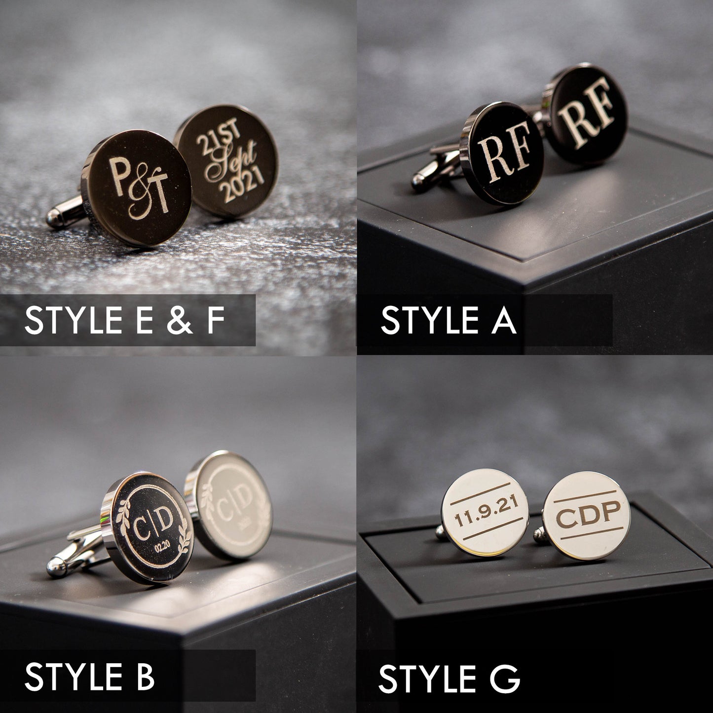 Cufflinks w/ Premium Cufflinks Box w/ Glass Lid - Custom Wooden Cufflinks Box, Personalized Wedding Day Gift For Groomsman Best Man Groom