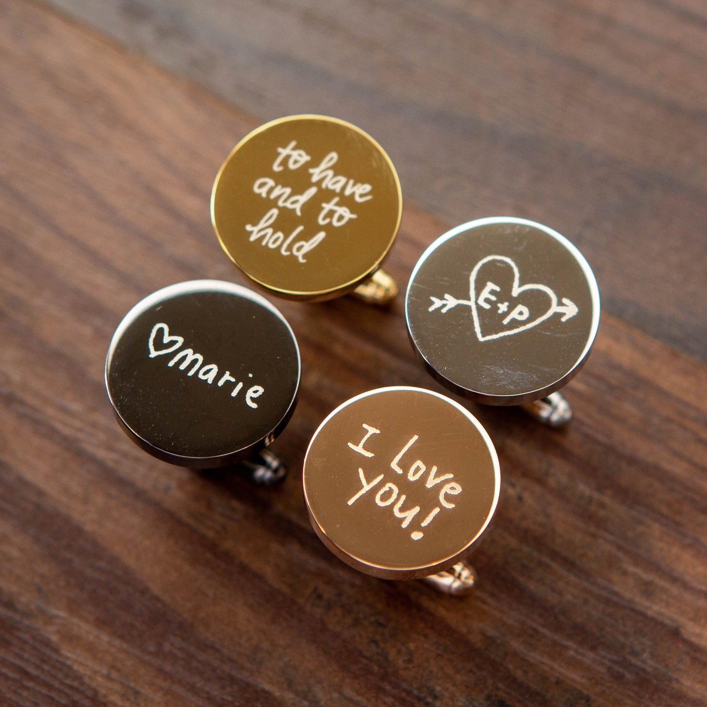 Cufflinks w/ Premium Cufflinks Box w/ Glass Lid - Custom Wooden Cufflinks Box, Personalized Wedding Day Gift For Groomsman Best Man Groom