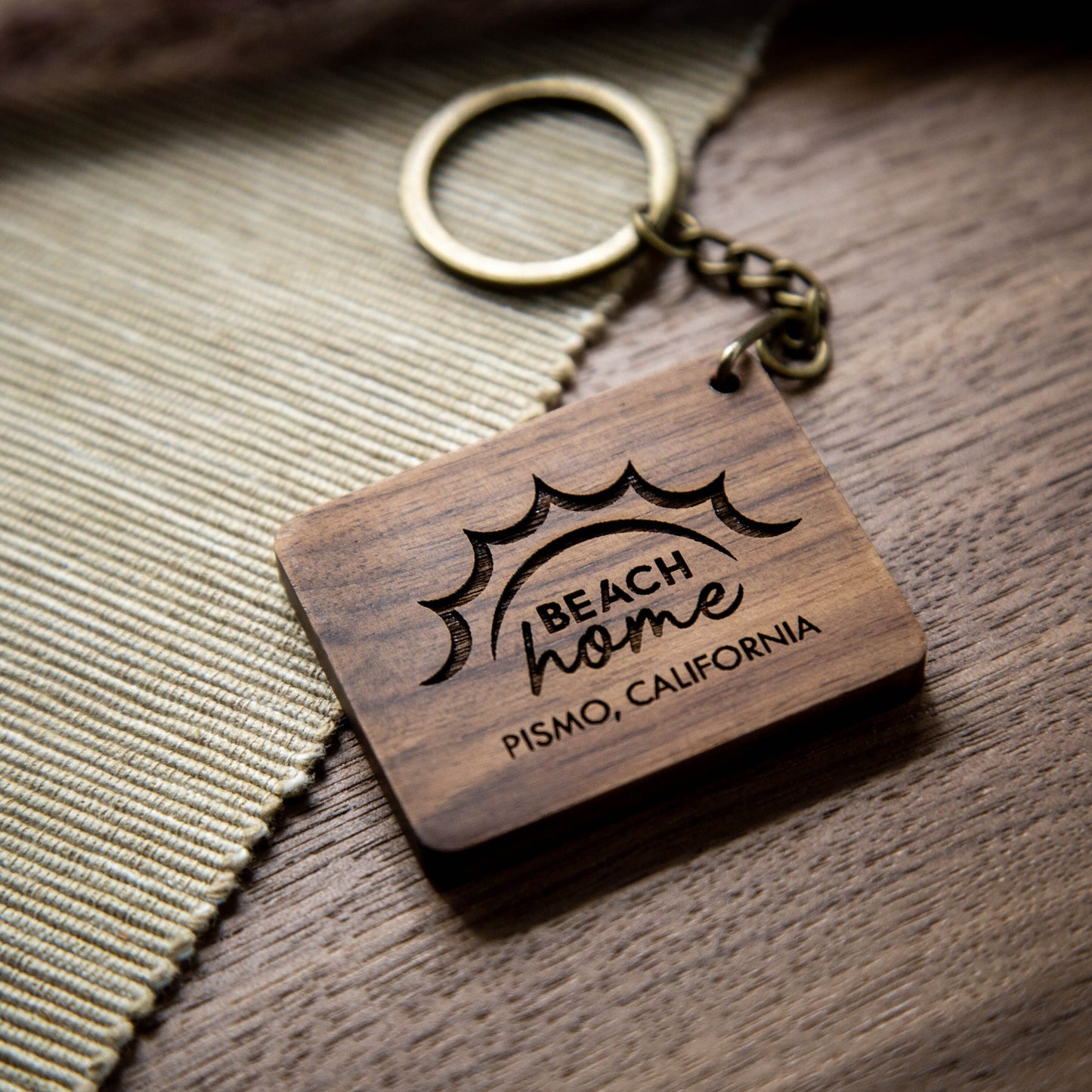 Rectangle Wood Key Chain - Custom Engraved Keychain, Airbnb Cabin Vacation Rental Travel Corporate Realtor Keys, Back to School Teacher Gift