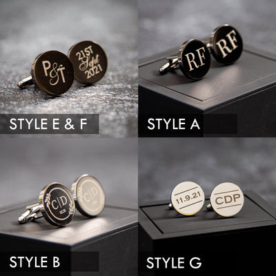 Cufflinks w/ Premium Cufflinks Box w/ Glass Lid - Custom Wooden Cuff links Box, Wedding Gift For Father of the Bride or Father of the Groom