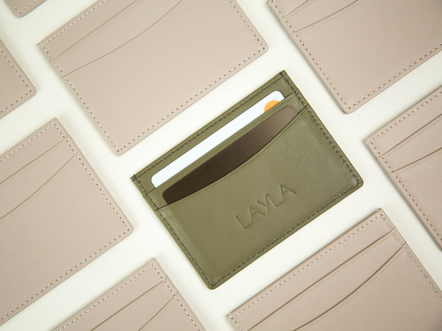 Embossed Leather Card Holder - Custom Monogram Name Initials Slim Money ID Wallet, Anniversary Gifts, Personalized Husband Boyfriend Gift