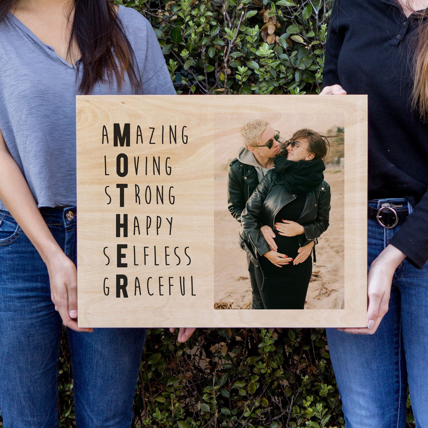 Your Photo Printed on Wood - Photo on Wood Canvas Mother's Day Gift for Mom from Daughter Picture Frame Wall Art for Grandma Bonus Mom Mama