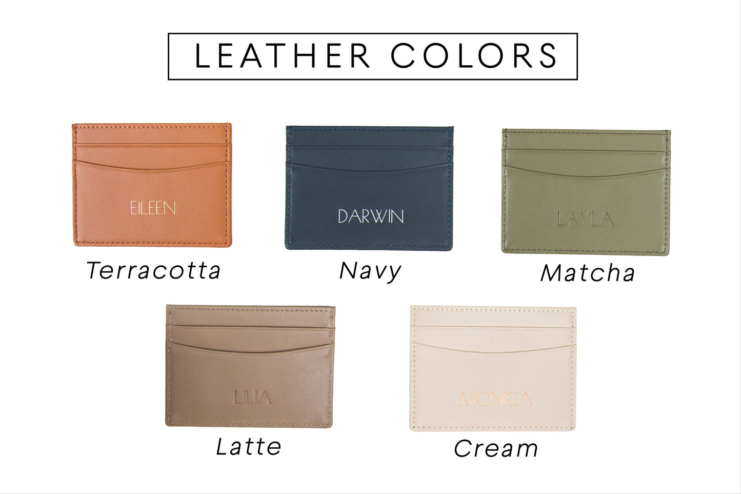 Embossed Leather Card Holder - Custom Monogram Name Initials Slim Money ID Wallet, Anniversary Gifts, Personalized Husband Boyfriend Gift