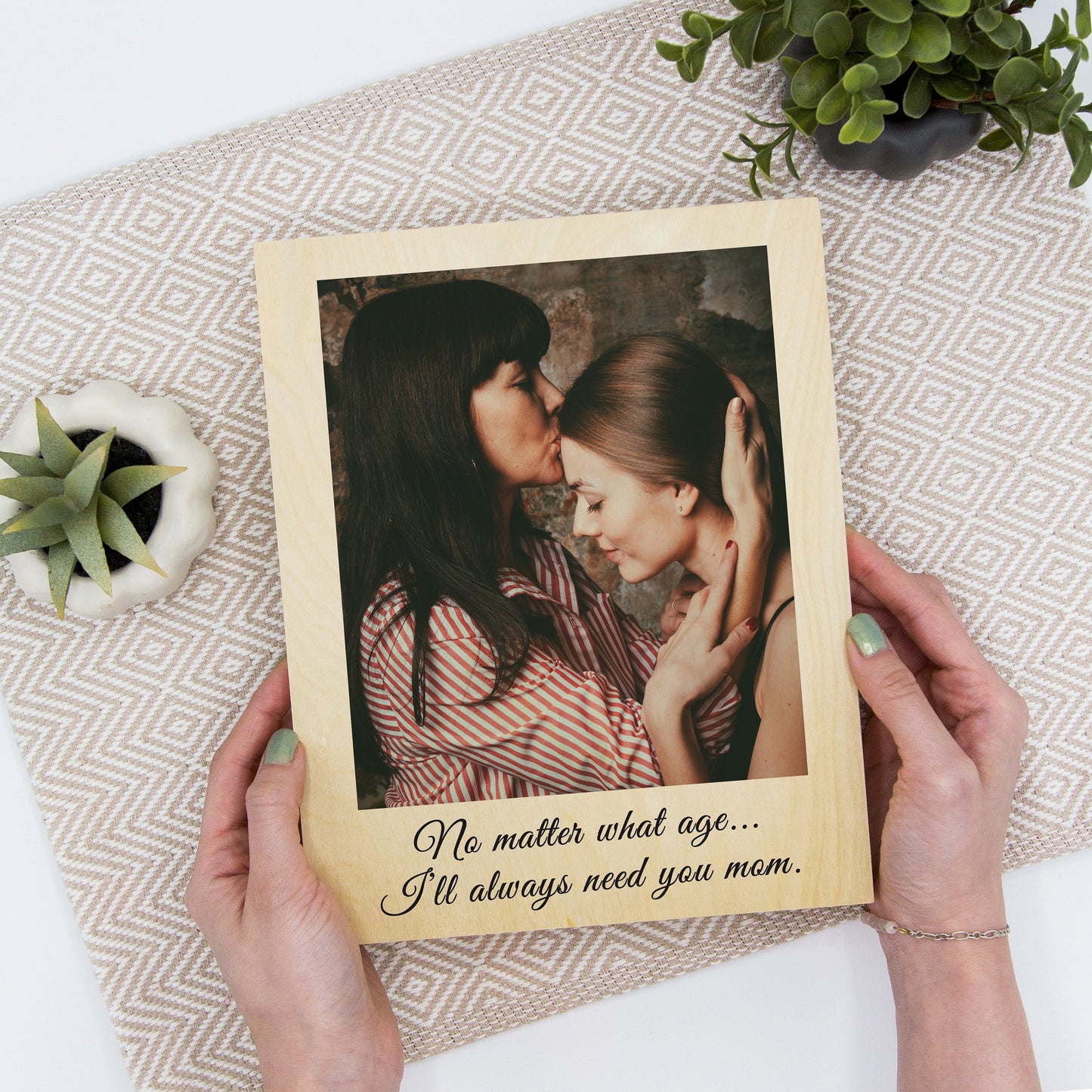 Your Photo Printed on Wood - Photo on Wood Canvas Mother's Day Gift for Mom from Daughter Picture Frame Wall Art for Grandma Bonus Mom Mama