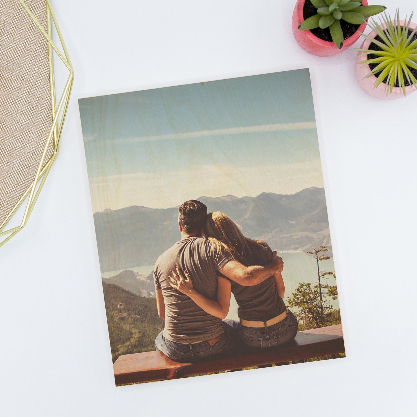 Photo on Wood Print - Boyfriend Girlfriend Wooden Picture Frame Gift, Bf LDR Anniversary, Gift Ideas for Long Distance Relationship Partner