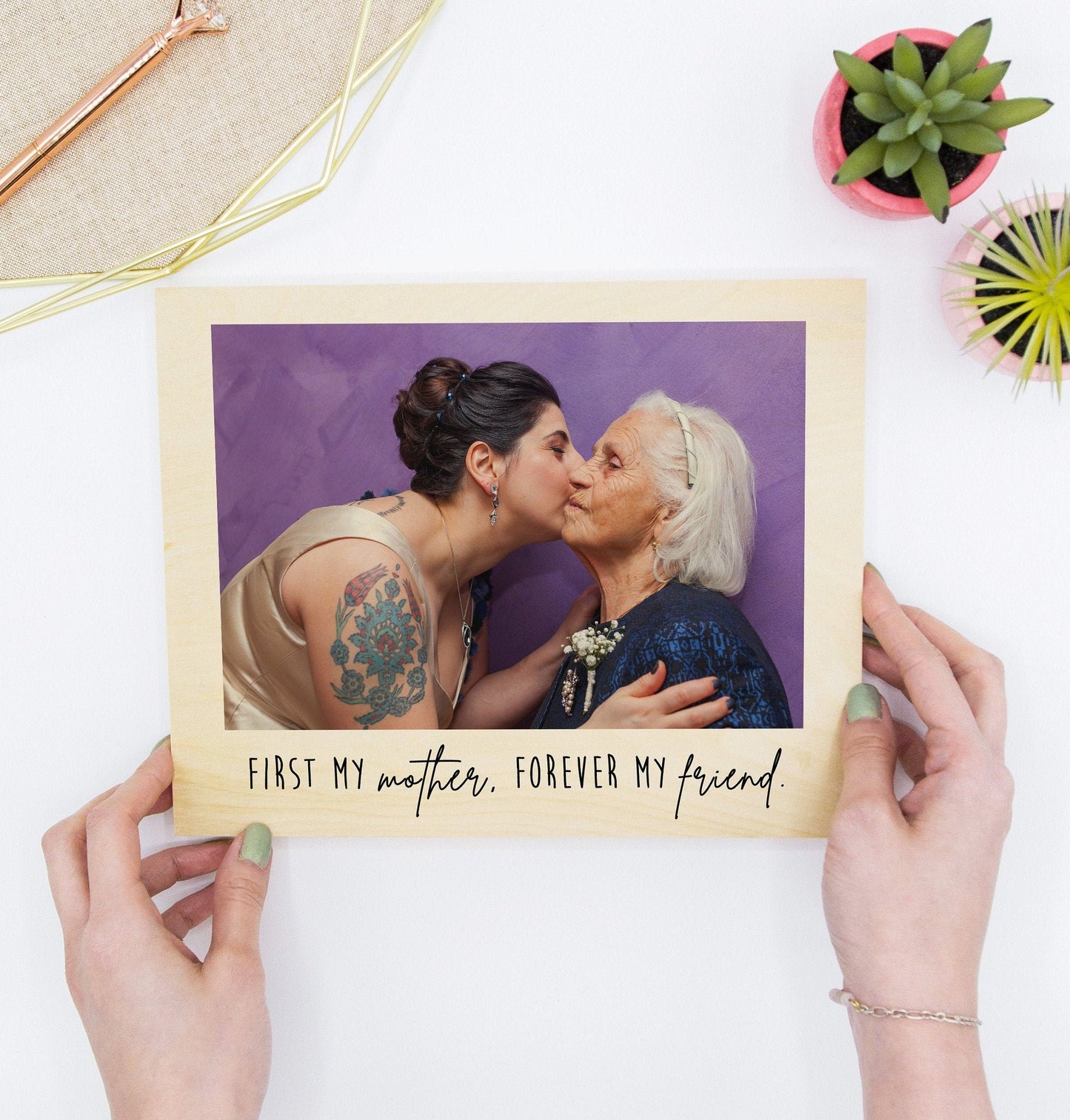 Your Photo Printed on Wood - Photo on Wood Canvas Mother's Day Gift for Mom from Daughter Picture Frame Wall Art for Grandma Bonus Mom Mama