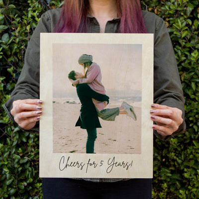 Photo on Wood Print - Boyfriend Girlfriend Wooden Picture Frame Gift, Bf LDR Anniversary, Gift Ideas for Long Distance Relationship Partner