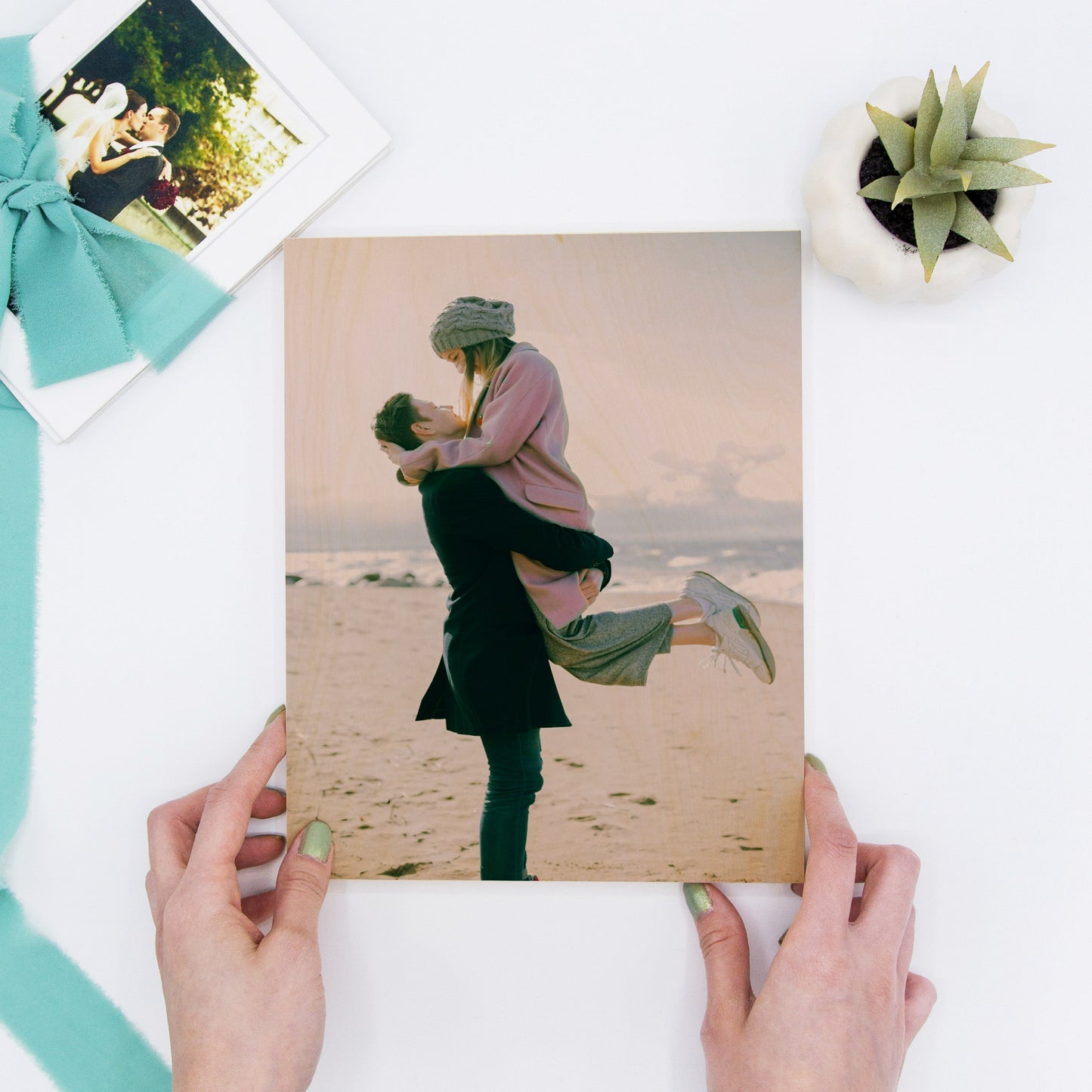 Photo on Wood Print - Boyfriend Girlfriend Wooden Picture Frame Gift, Bf LDR Anniversary, Gift Ideas for Long Distance Relationship Partner