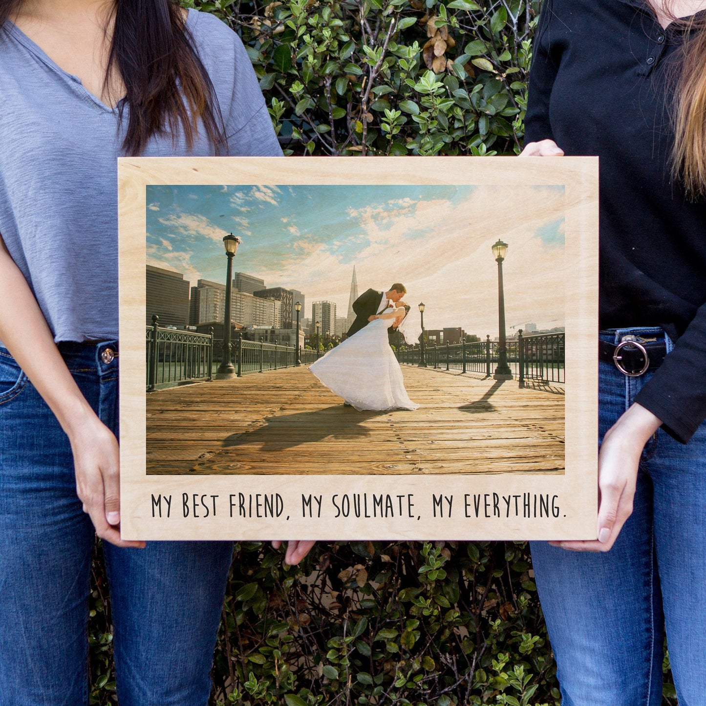 Your Photo Printed on Wood - Custom Picture Frame Gift, Long Distance Boyfriend Anniversary Gift, 21st Birthday, Mom Dad Gift Ideas