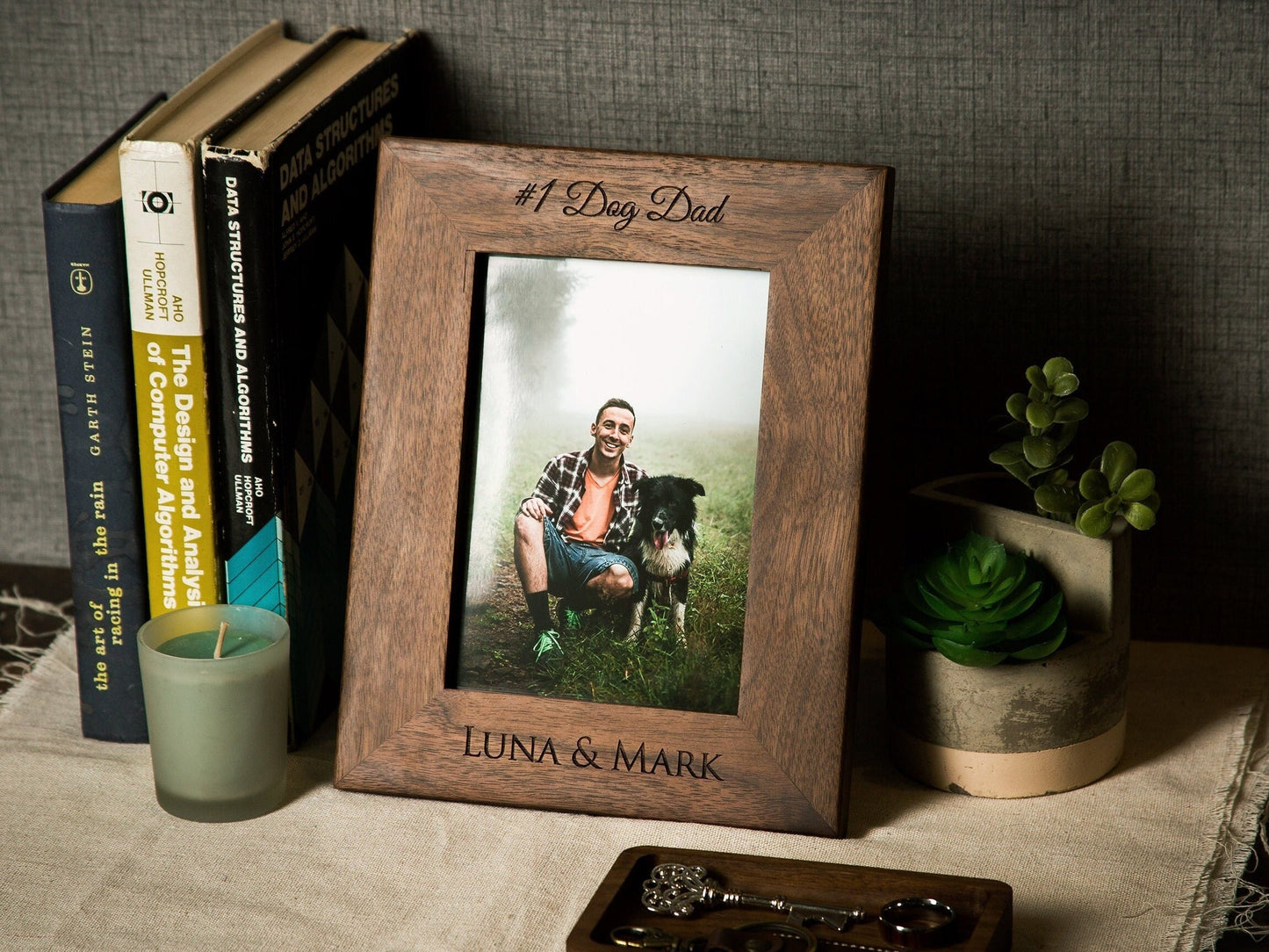 Engraved Wood Frame - Custom Pet Picture Frame, Gift for Dog Cat Mom Dad, Memorial Remembrances Photo Frame For Memories, Bedroom Decor